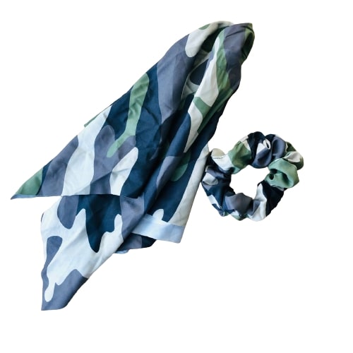 Green Camouflage Scarf Scrunchie