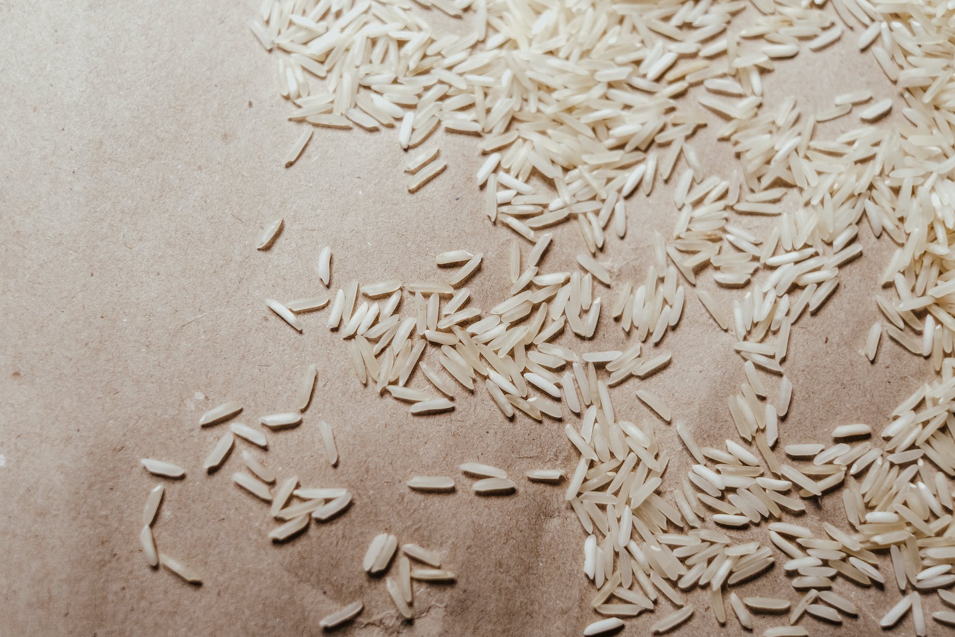 rice grains on a brown paper