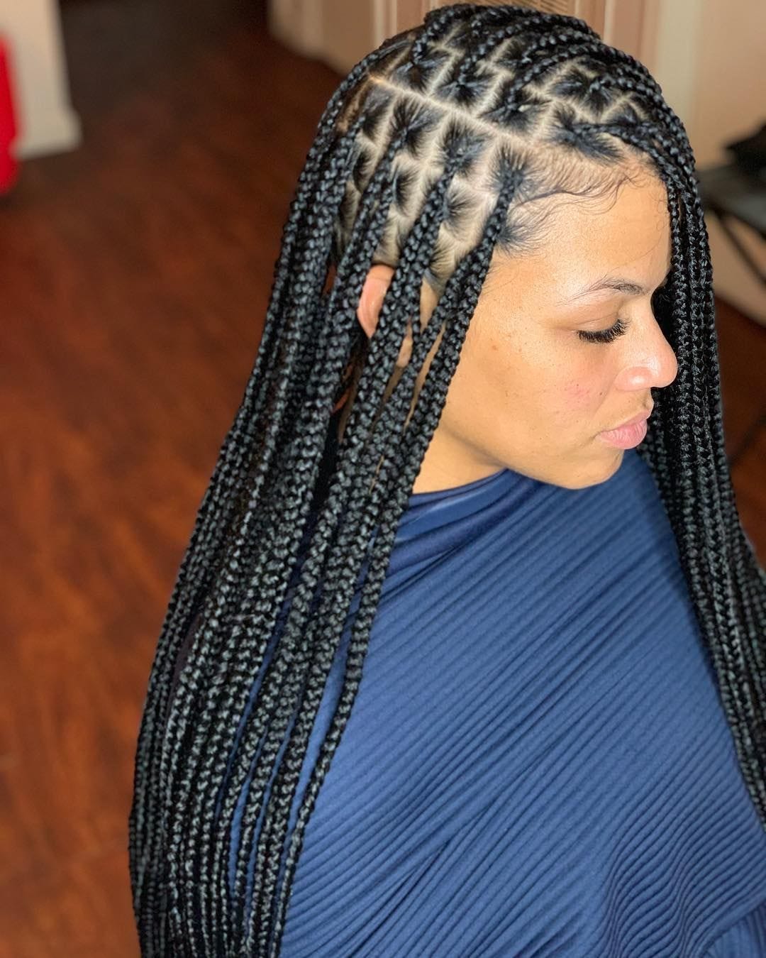 medium long classic box braids