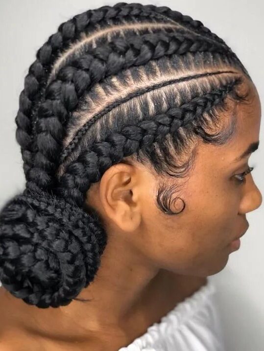 simple design cornrows with extensions